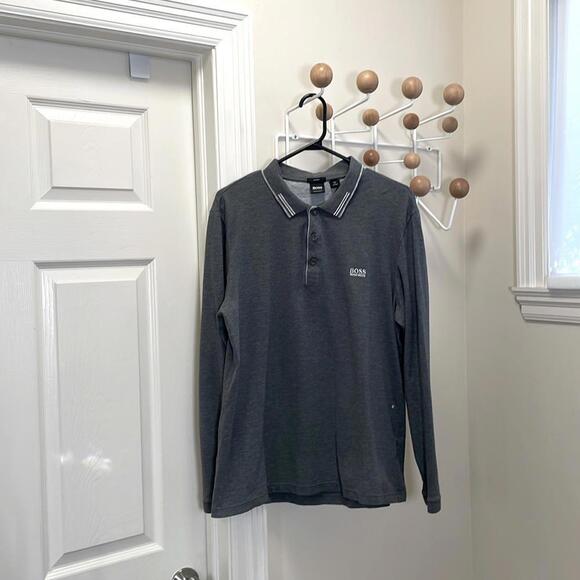 Hugo Boss Other - Hugo Boss - Classic Preppy Long Sleeve Polo Shirt - Grey - XL